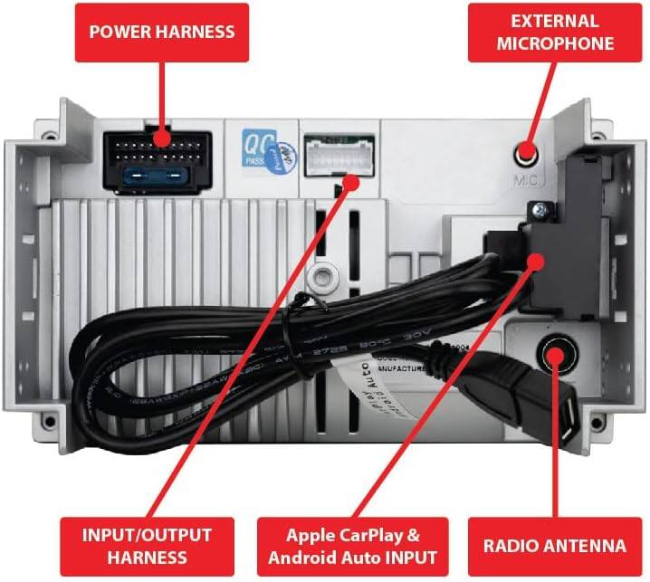 - POWER HARNESS
- EXTERNAL MICROPHONE
- INPUT/OUTPUT HARNESS
- Apple CarPlay & Android Auto INPUT
- RADIO ANTENNA