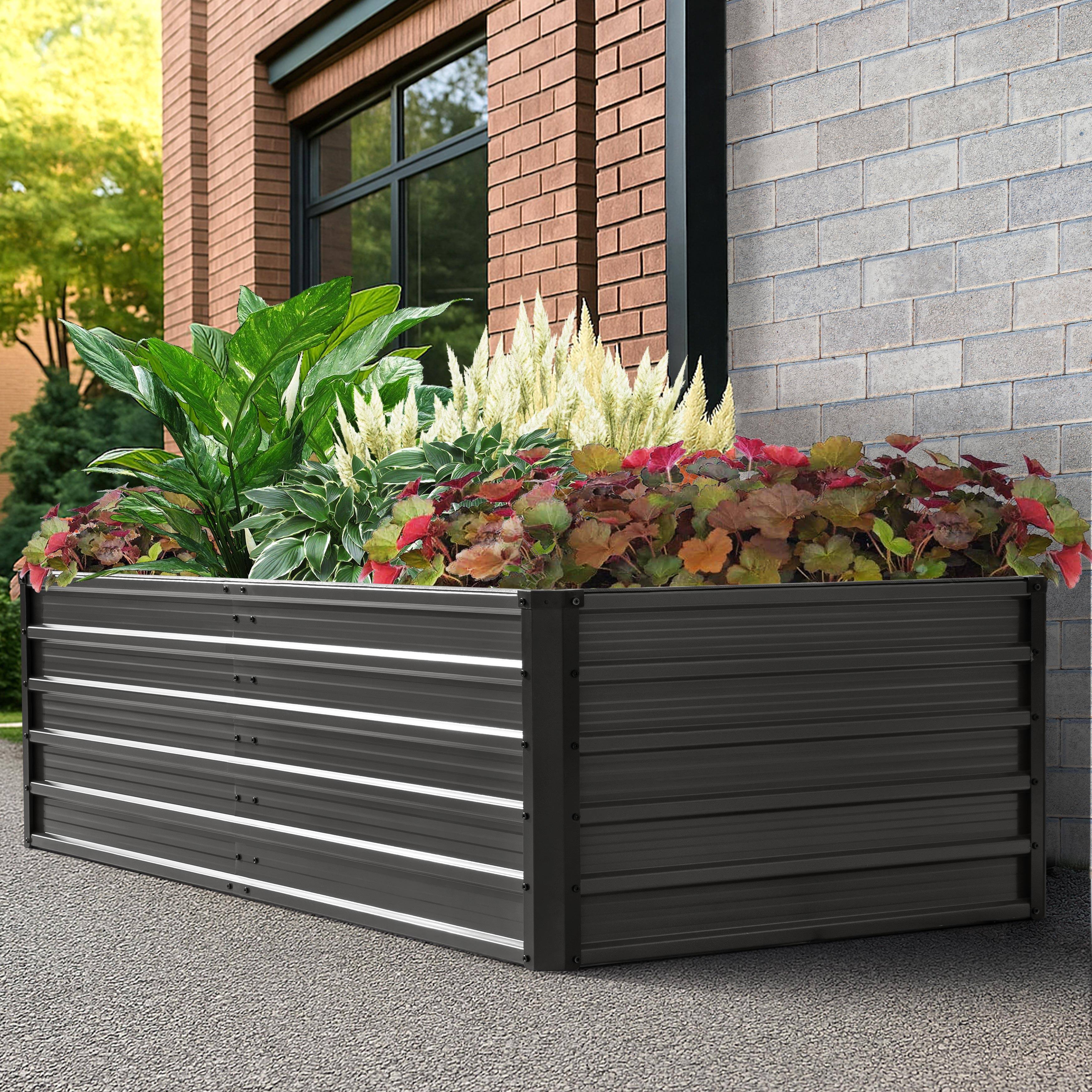 Alt View 7. Nuu Garden - 6x3x2ft Rectangular Galvanized Raised Garden Bed Metal Planter Box for Vegetables Flowers Herb - Dark Gray.