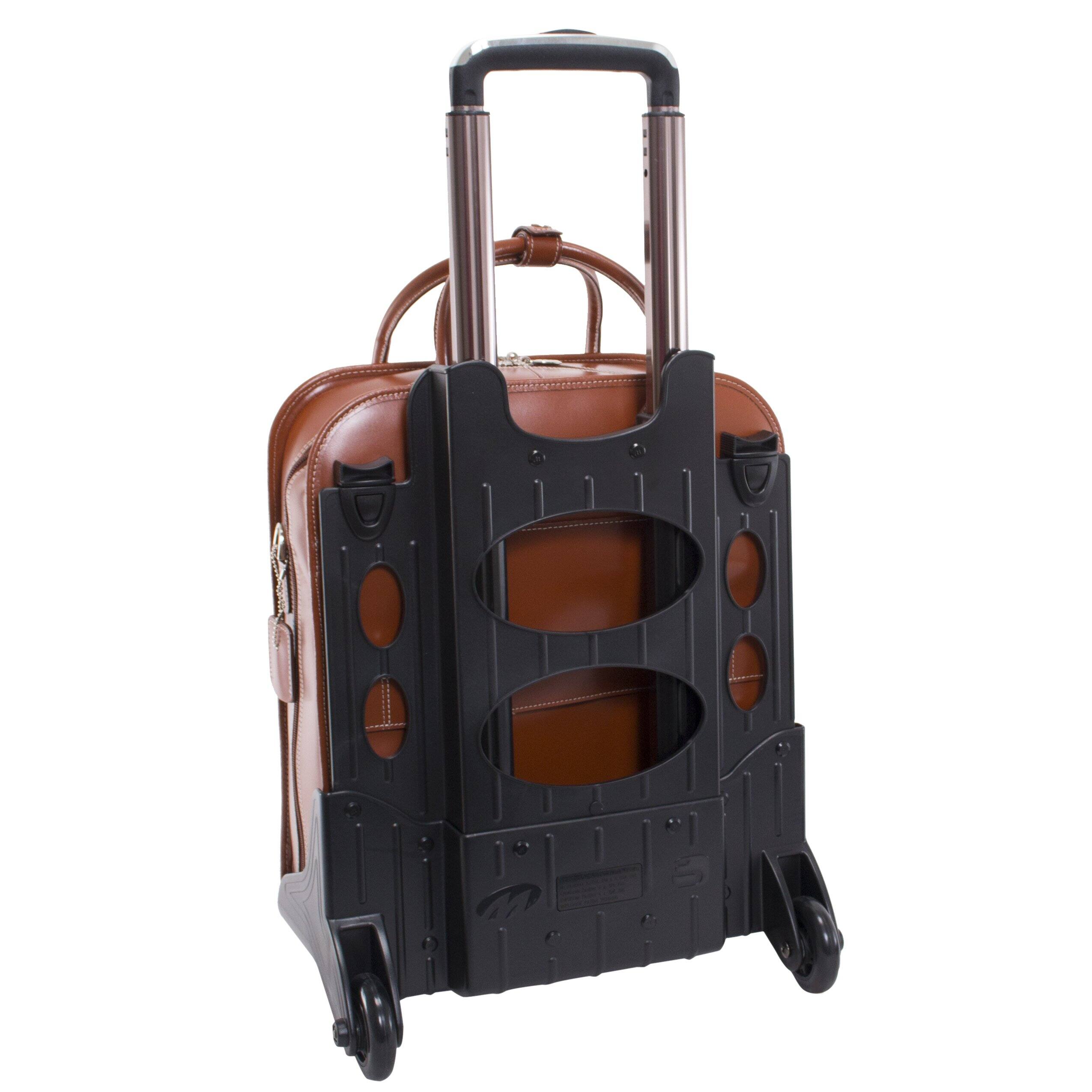 Alt View 5. McKleinUSA - 15" Laptop/Tablet Business Briefcase Top Grain Cowhide Leather Detachable Wheeled Rolling Removable Trolley Case - Brown.