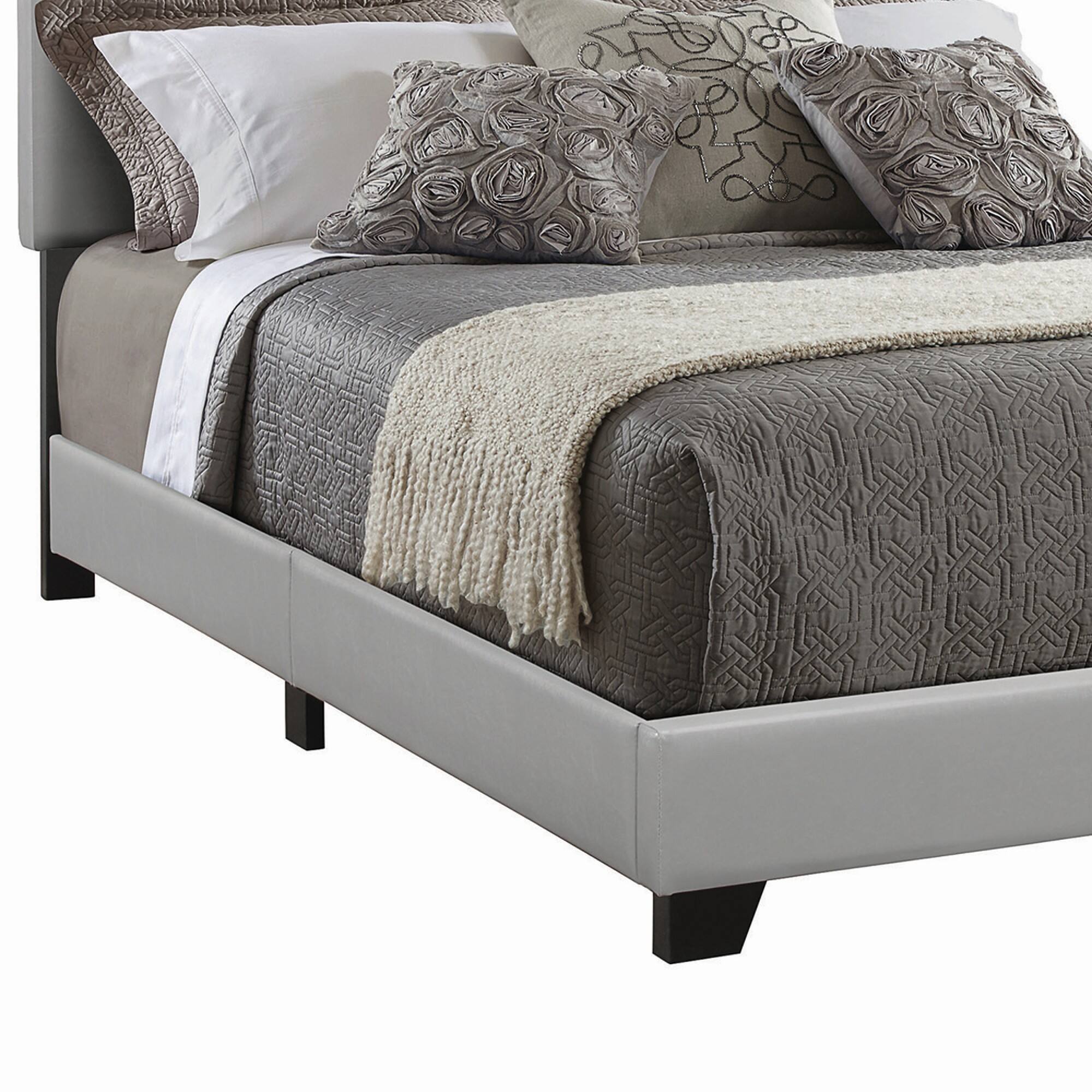 Alt View 2. Manhattan Lane - Leather Upholstered California King Size Platform Bed - Gray.