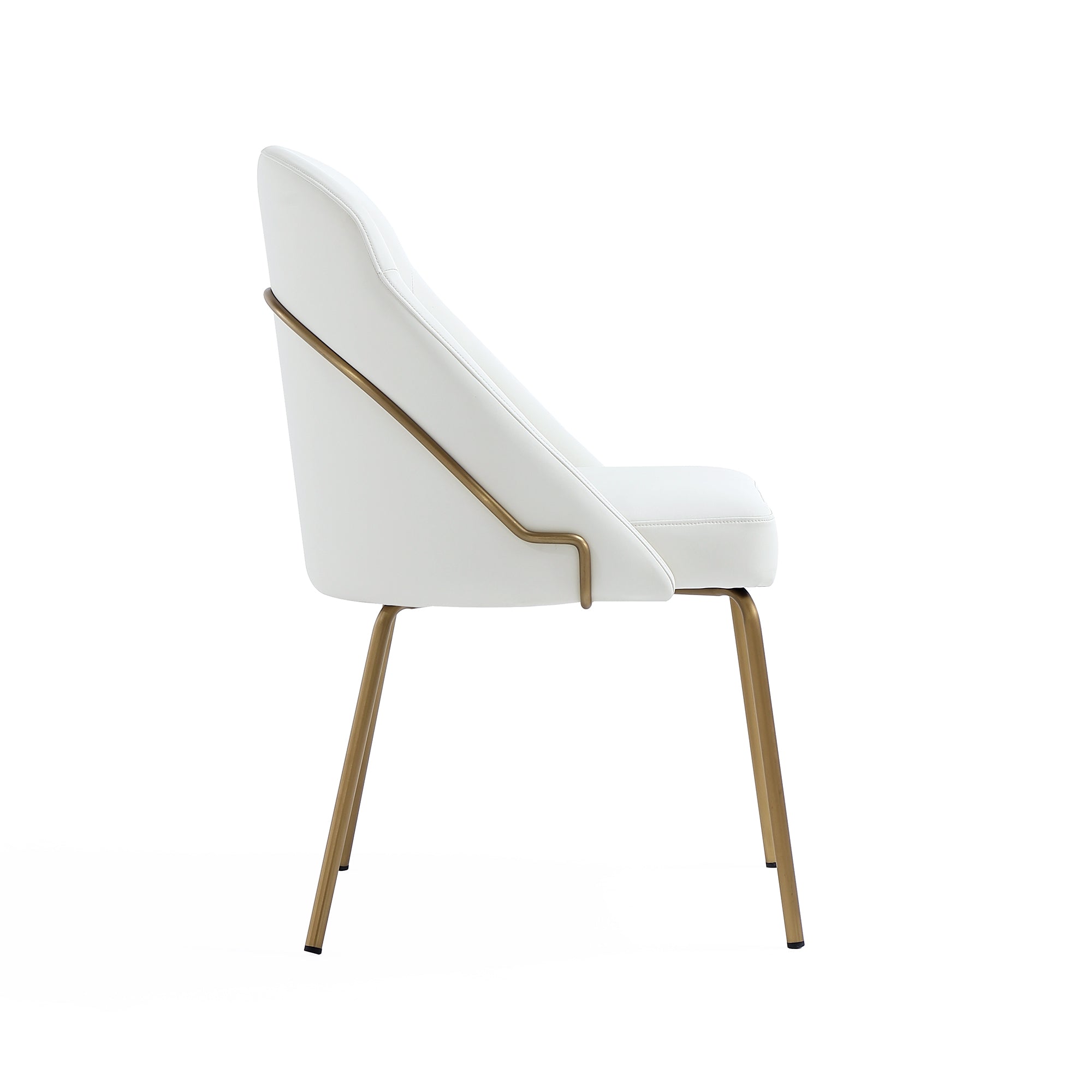 Alt View 3. Manhattan Comfort - Gracie Modern Metal Vegan Leather Dining Chair - Set of 4 - White and Gold.