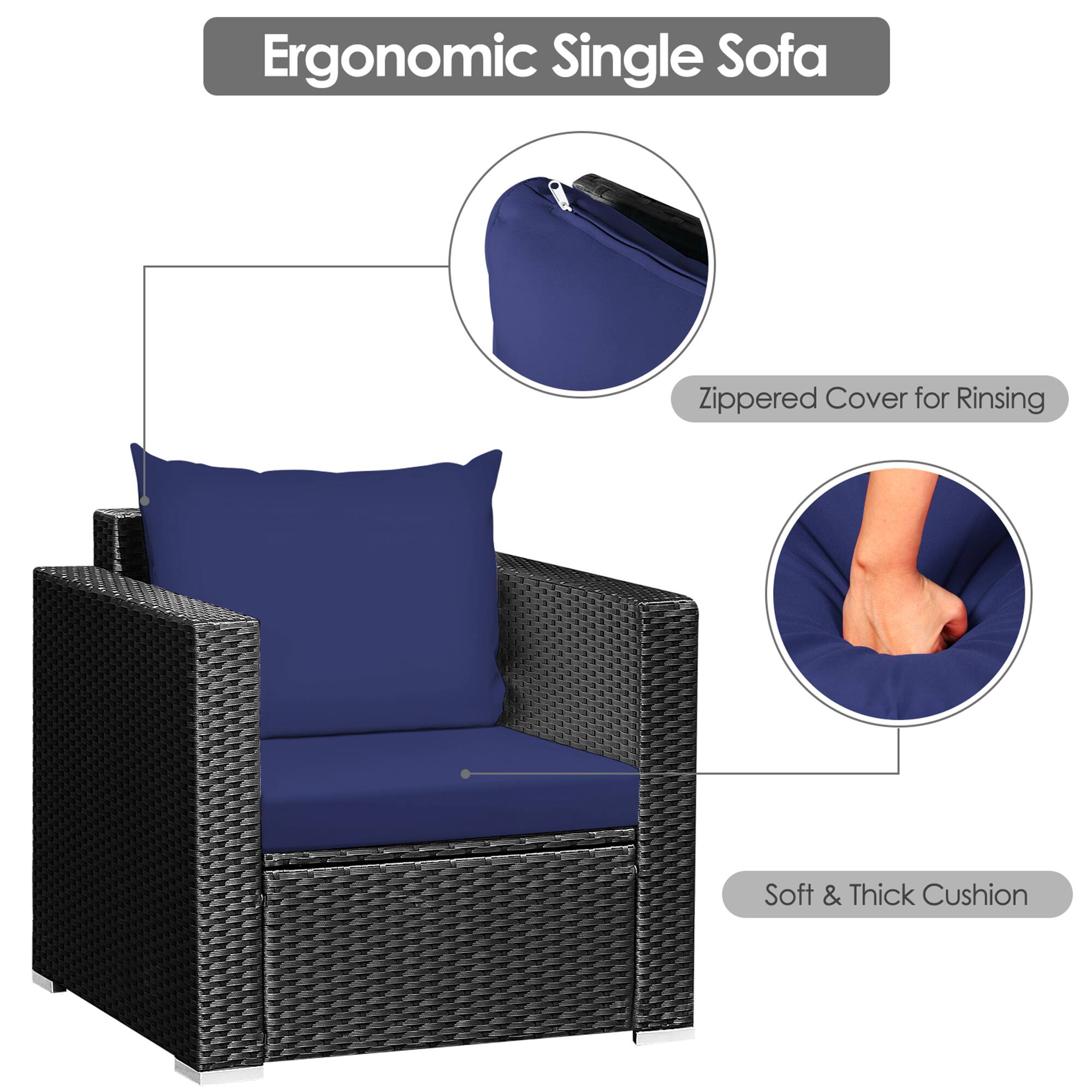 Ergonomic Single Sofa

- Zippered Cover for Rinsing
- Soft & Thick Cushion