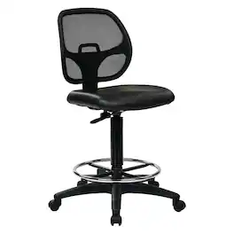 FurniFact - Drafting Chair – Office Chair With 20-Inch Foot Rest for Tall Desk - Black