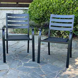 GOODSILO - Iron Terrace Dining Chairs - Set of 2 Outdoor Bistro Metal Chairs - Black