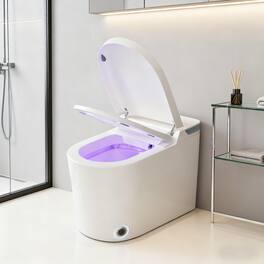 Vipbear - Smart Toilet with Tank, Auto Lid, Foot Flush, Heated Seat,UV Sterilization, Child Seat,Instant Wash & Dry - White