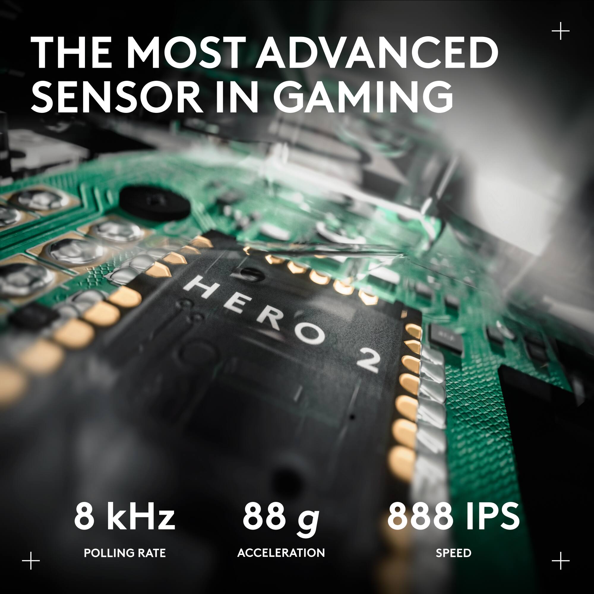 THE MOST ADVANCED SENSOR IN GAMING HERO 2

8 kHz POLLING RATE
88 g ACCELERATION
888 IPS SPEED