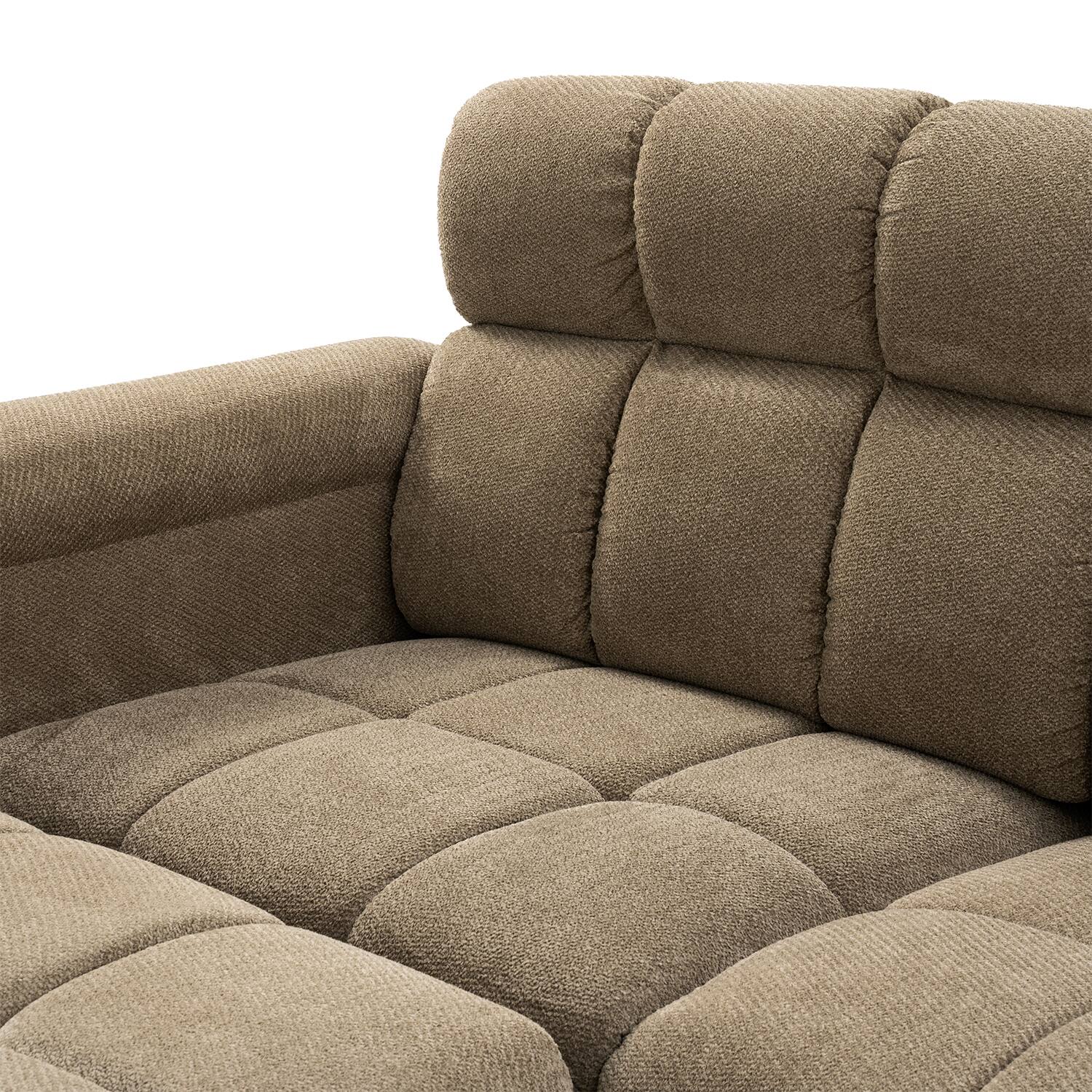 Alt View 1. Homsee - High Back L-Shaped Chenille Sectional Sofa, 4-Seater Couch with Firm Cushion, Modern Comfy Living Room Furniture - Brown.