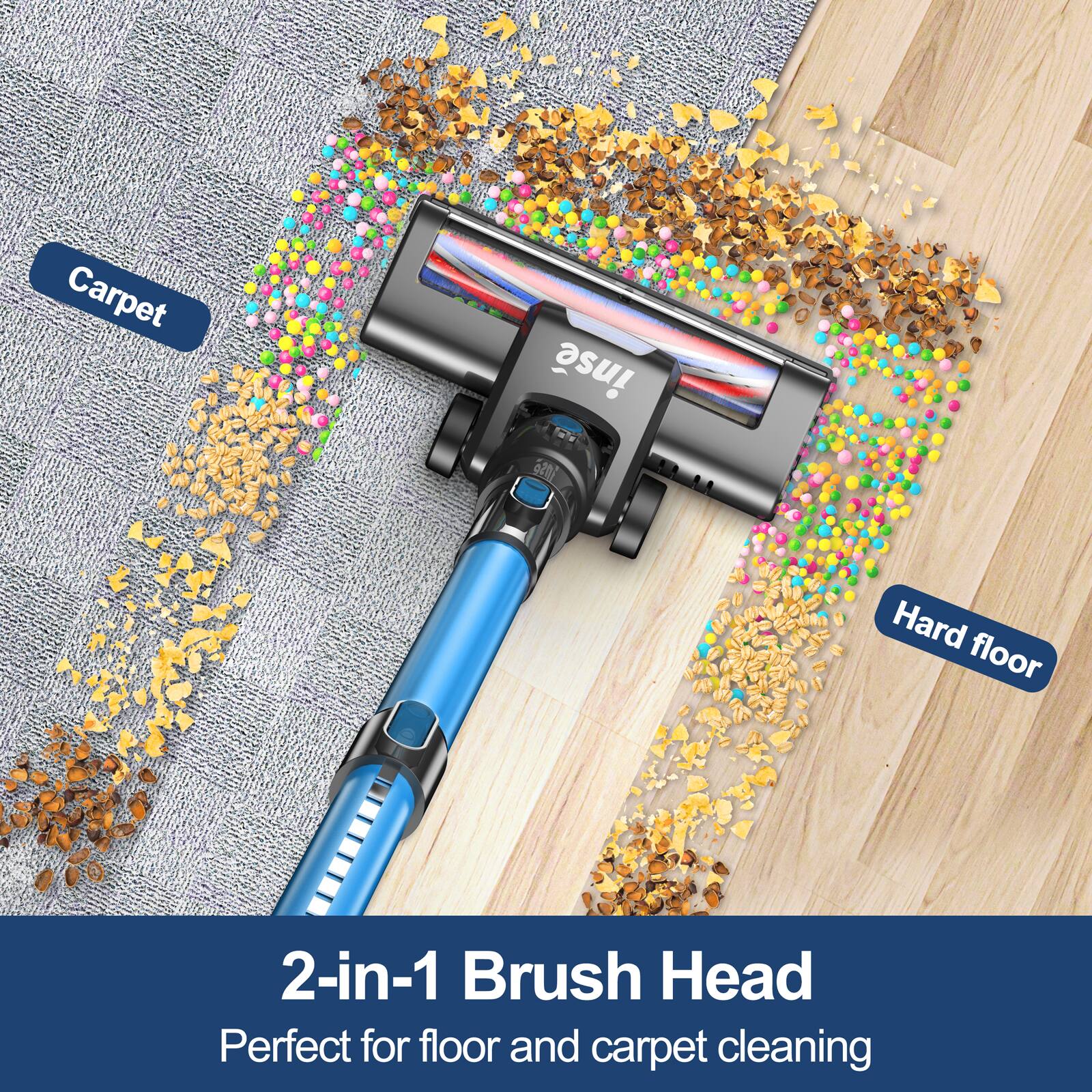 INSE N650 Cordless Vacuum Cleaner, 6 in 1 Rechargeable Stick