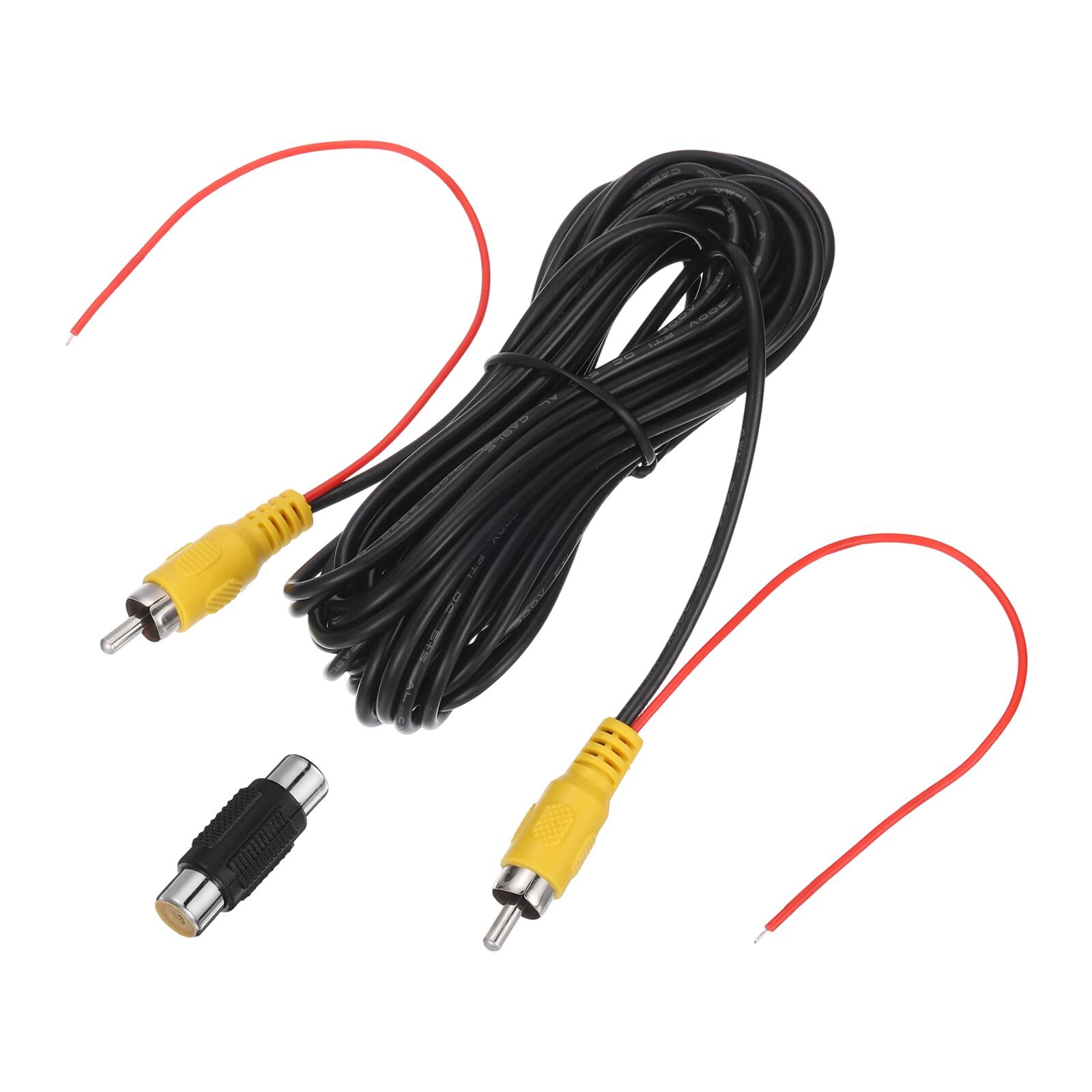 Front. Unique Bargains - Backup Camera RCA Video Cable, Male to Male, with F-F Coupler & Detection Wire for Truck/Bus/SUV - Black.
