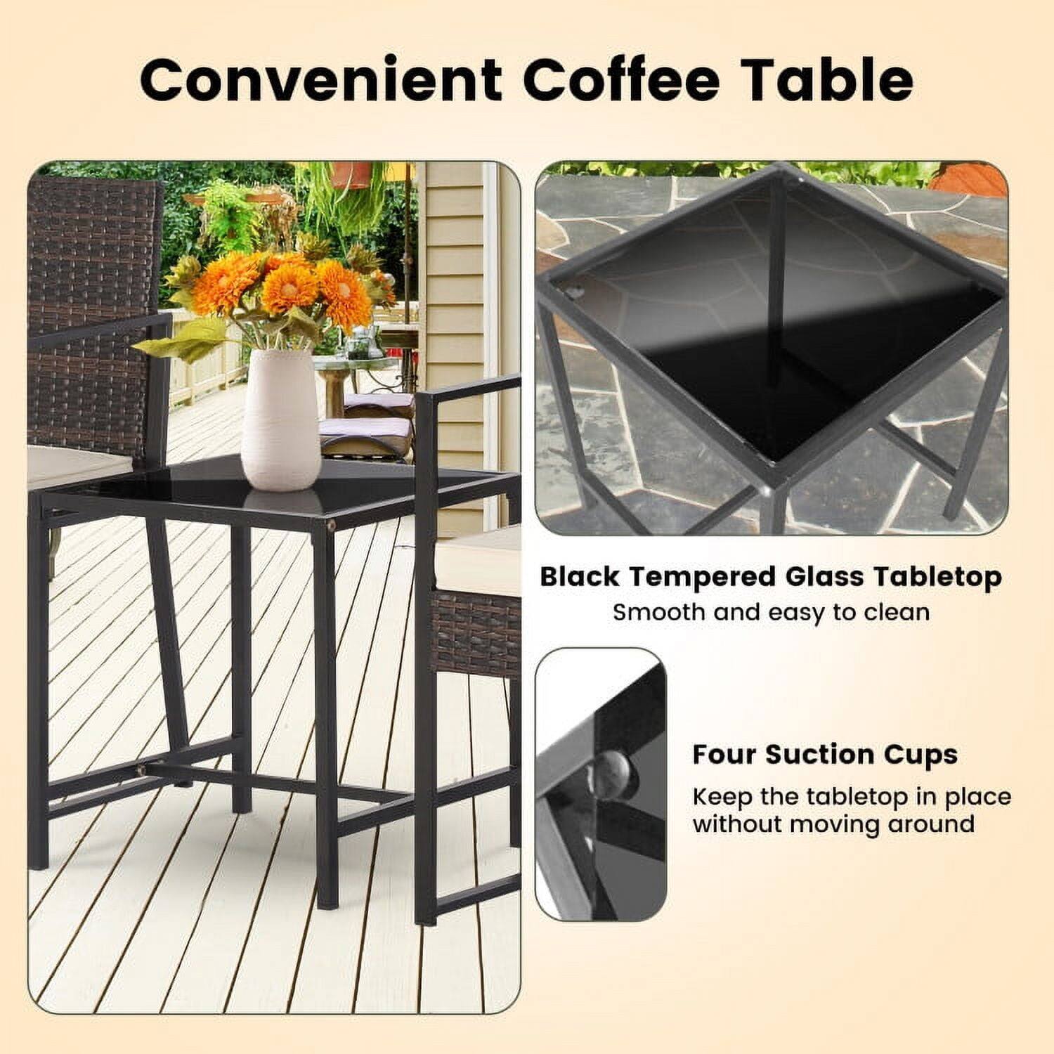 Convenient Coffee Table

Black Tempered Glass Tabletop  
Smooth and easy to clean

Four Suction Cups  
Keep the tabletop in place without moving around