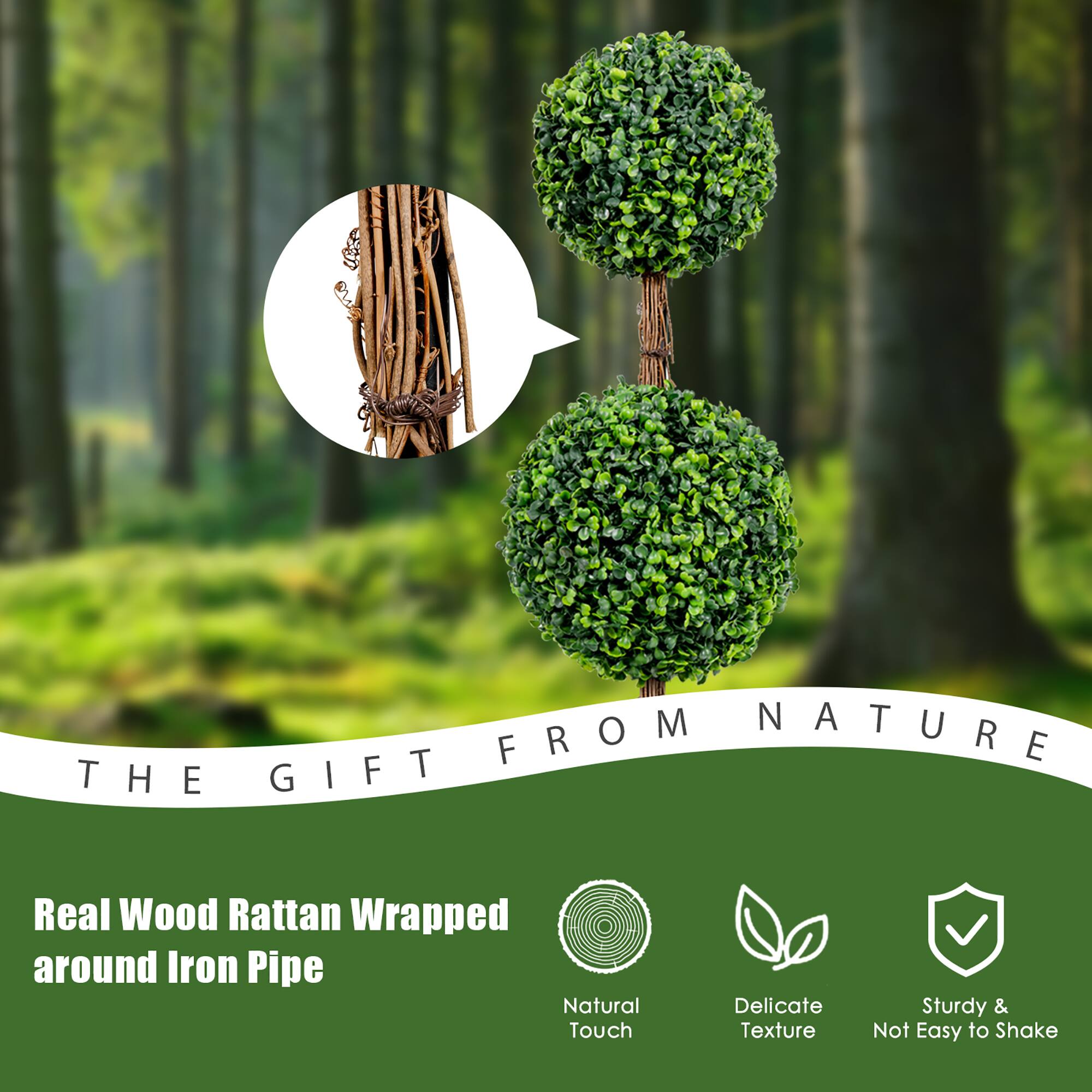 FROM NATURE THE GIFT

Real Wood Rattan Wrapped around Iron Pipe

Natural Touch
Delicate Texture
Sturdy & Not Easy to Shake