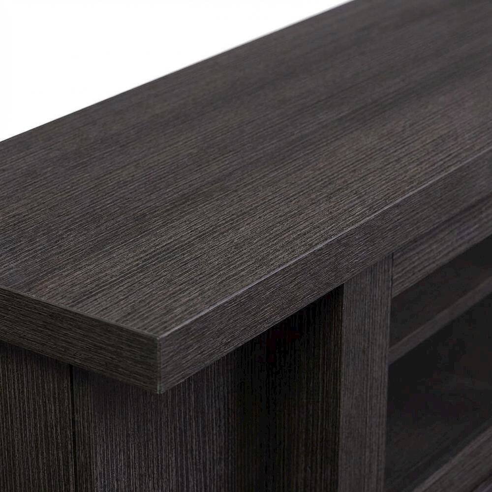 Alt View 4. FurniFact - Contemporary Brown Wood TV Stand with Glass Doors and Elegant Finish - Brown.