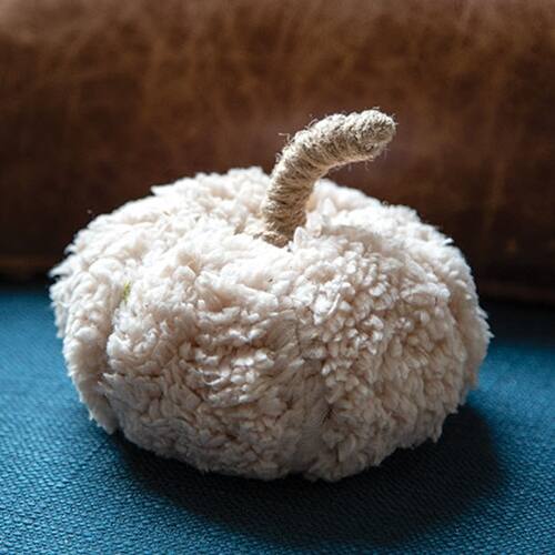 Angle. BreeBe - Ivory Sherpa Pumpkin w/Jute Stem Large - Ivory.