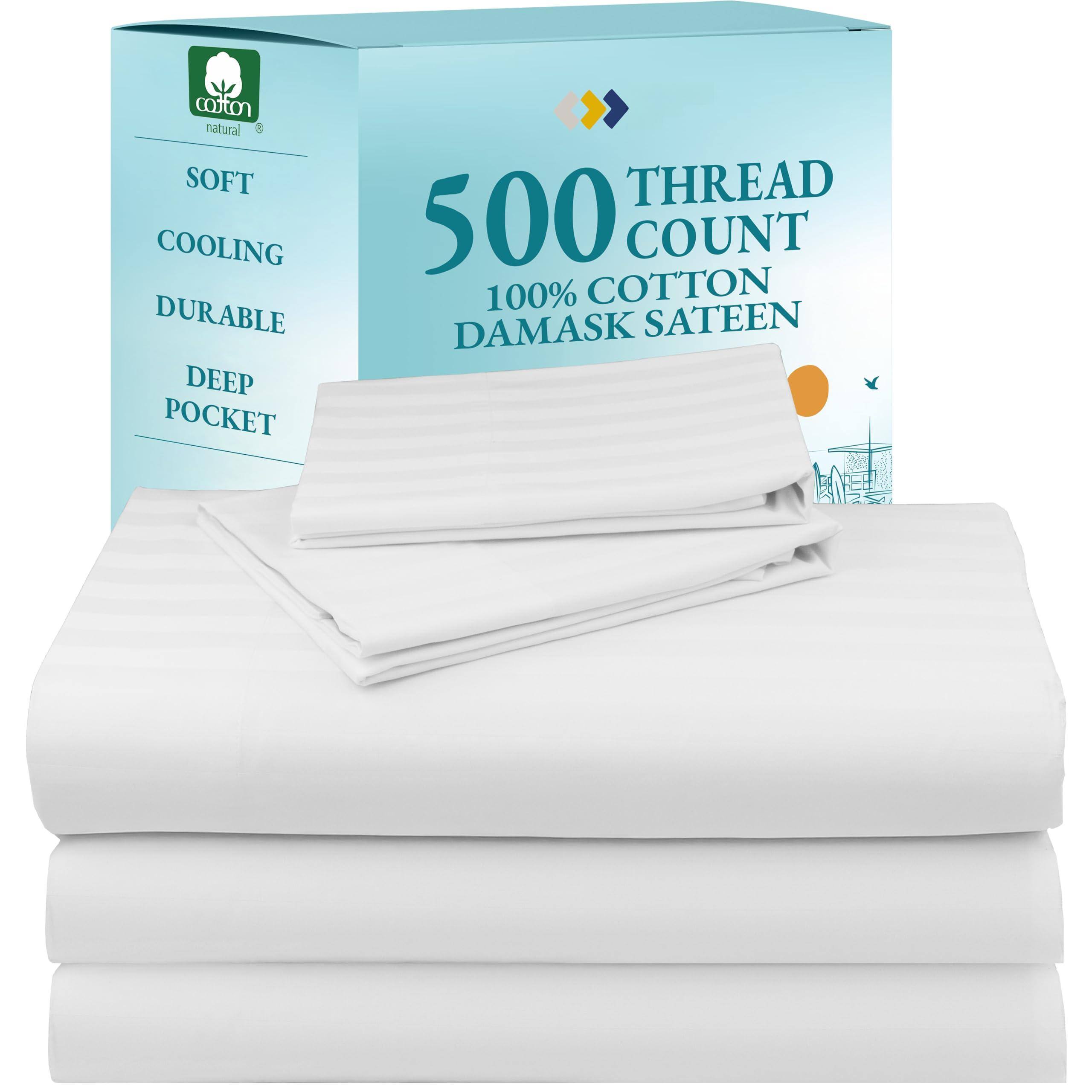 02 - White Striped Split King Sheet Set