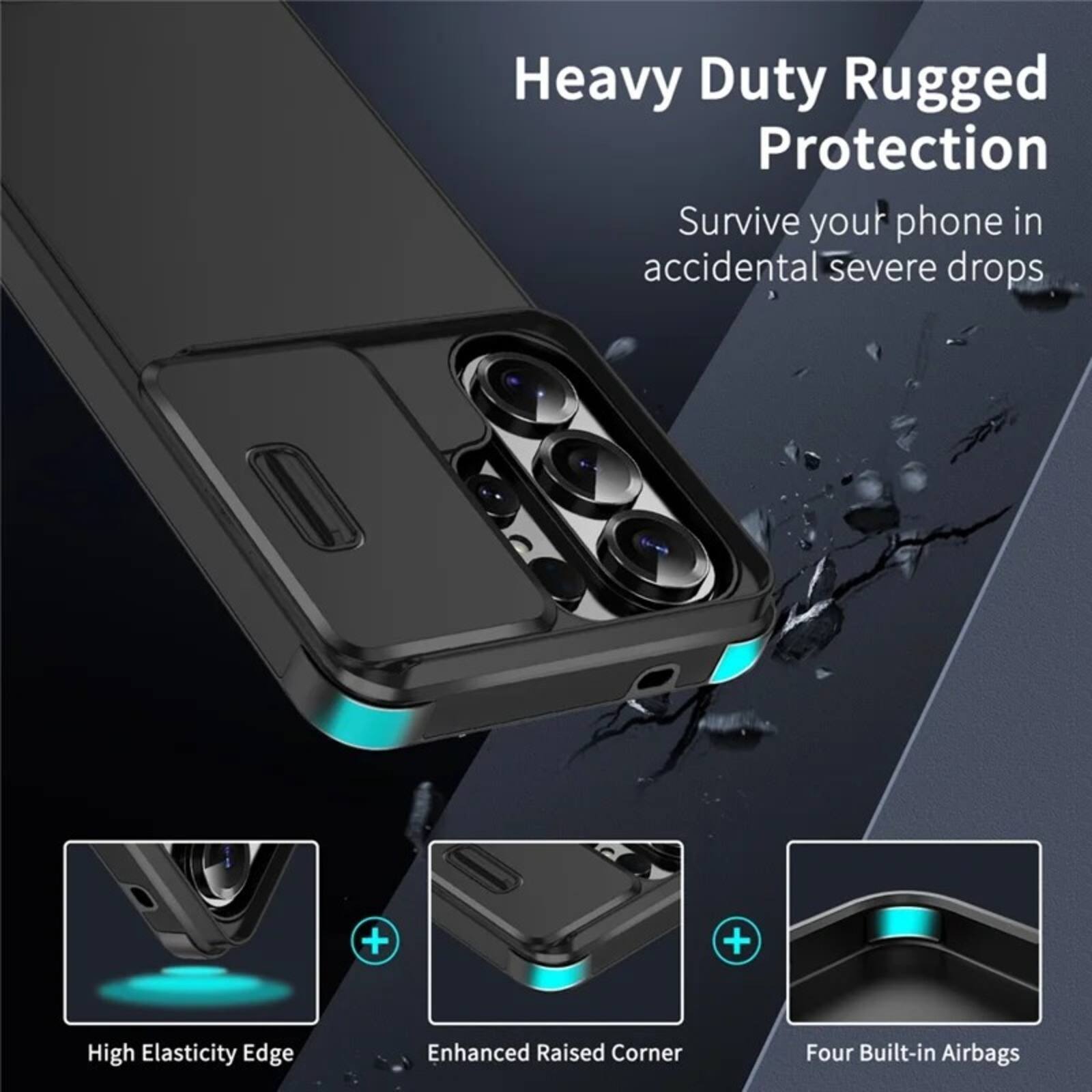 Heavy Duty Rugged Protection  
Survive your phone in accidental severe drops  

High Elasticity Edge  
Enhanced Raised Corner  
Four Built-in Airbags