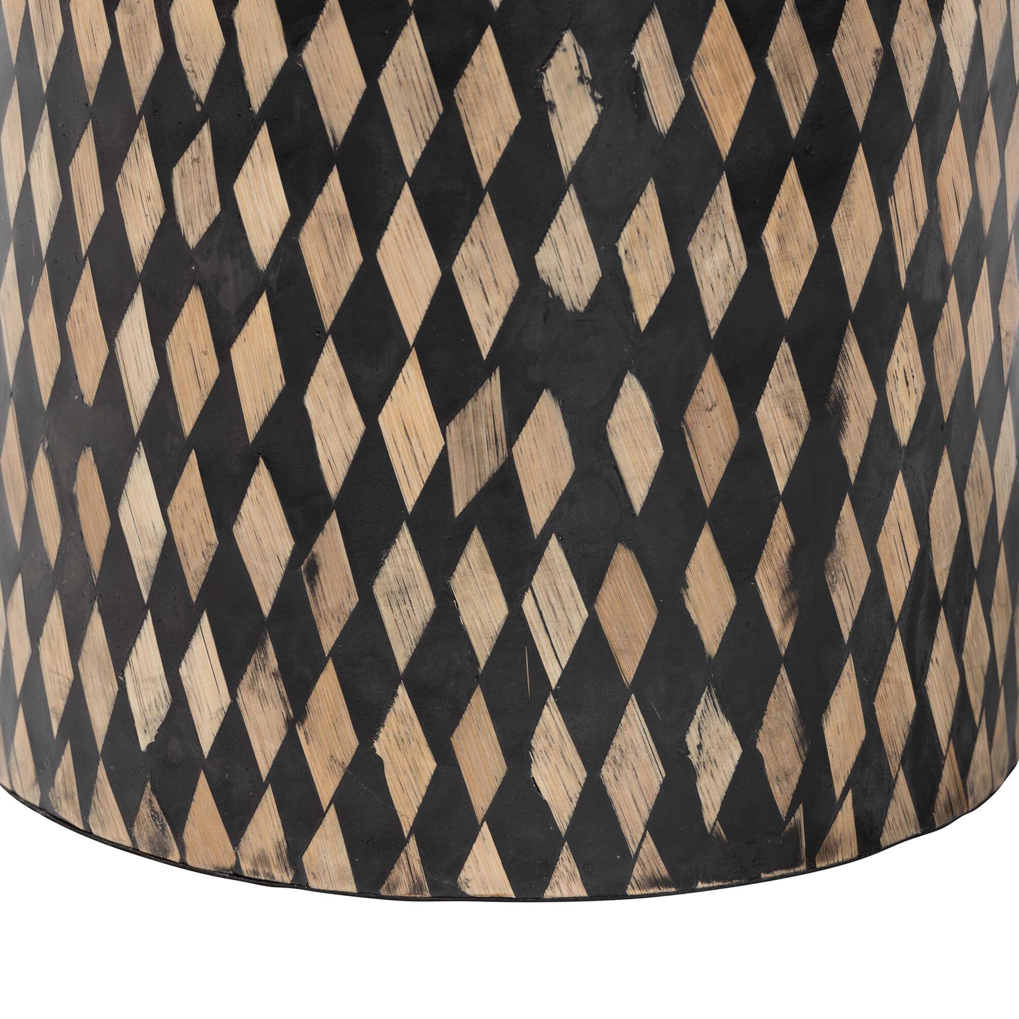 Left. bali & pari - bali & pari Paulo Decorative End Table with Bamboo Diamond Pattern - Modern Accent Side Table, Round - Black/Brown.