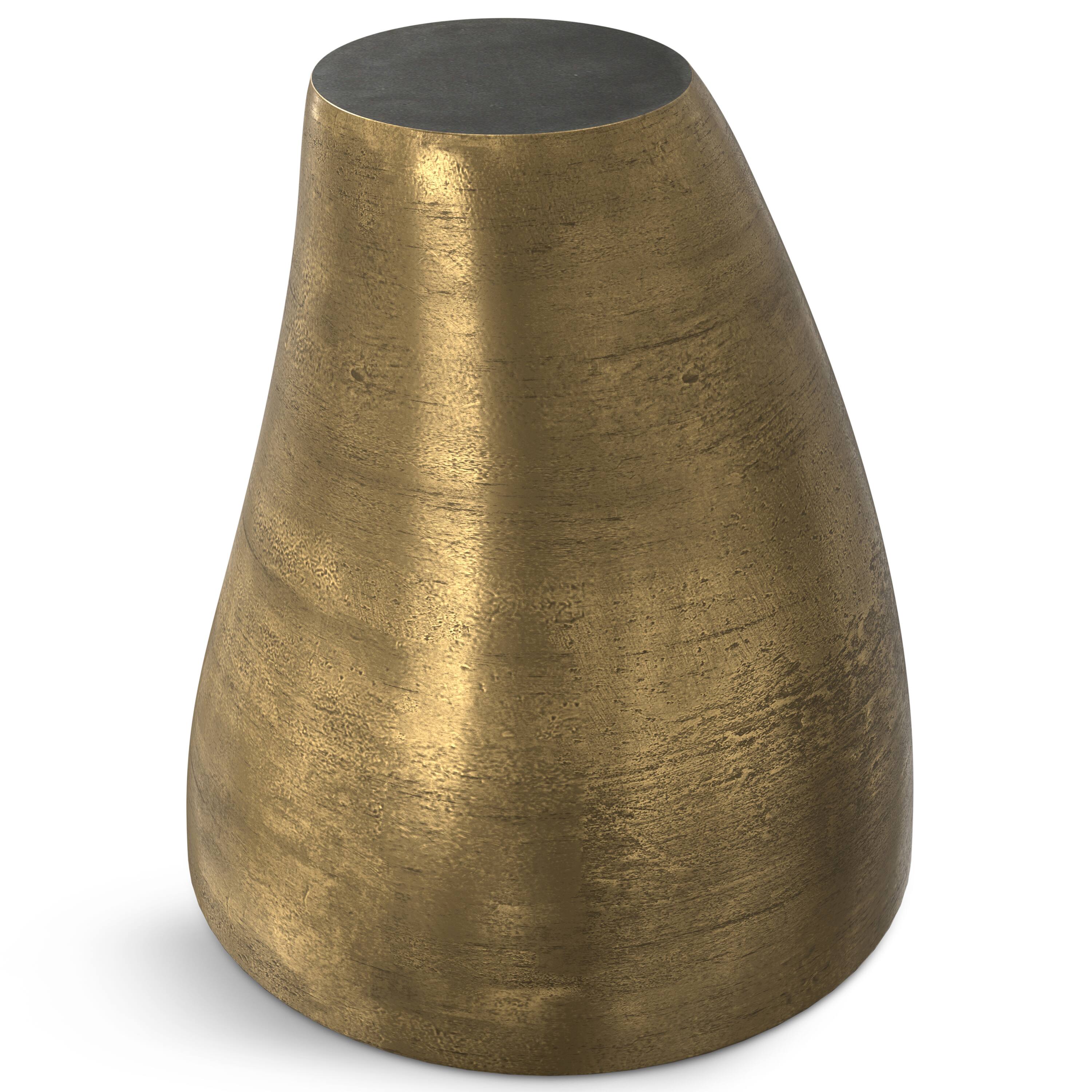 Alt View 2. Simpli Home - Cavan Contemporary 17 inch Wide Cast Aluminum Side Table in Antique Brass, Fully Assembled - Antique Brass.