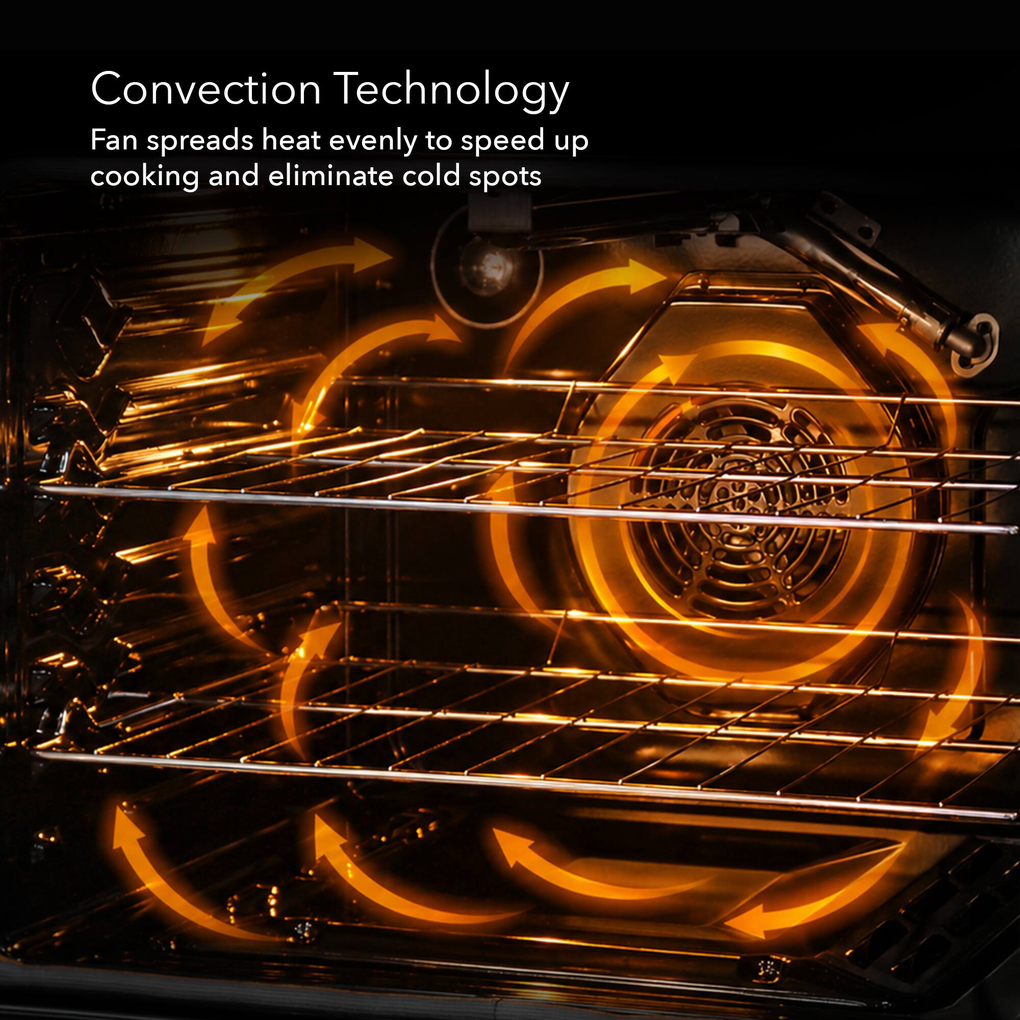 Convection Technology  
Fan spreads heat evenly to speed up cooking and eliminate cold spots
