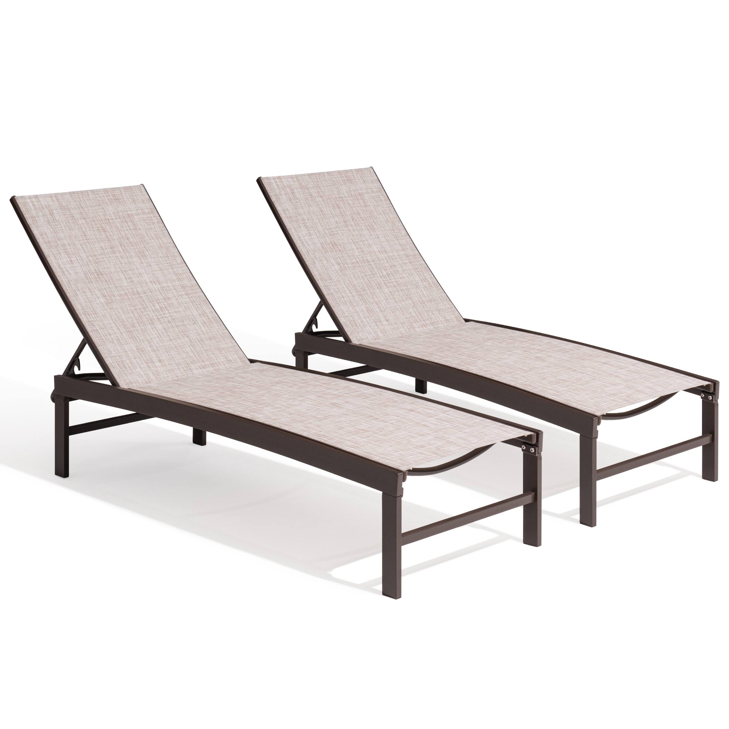 Left. Crestlive Products - Crestlive Products Outdoor Adjustable Aluminum Chaise Lounge Chairs (Set of 2) for Patio Pool Terrace - Beige.