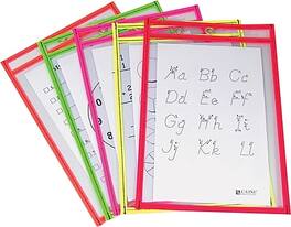 C-line - 9" x 12" Reusable Dry Erase Pocket Neon Colors, 10/Pack - Assorted