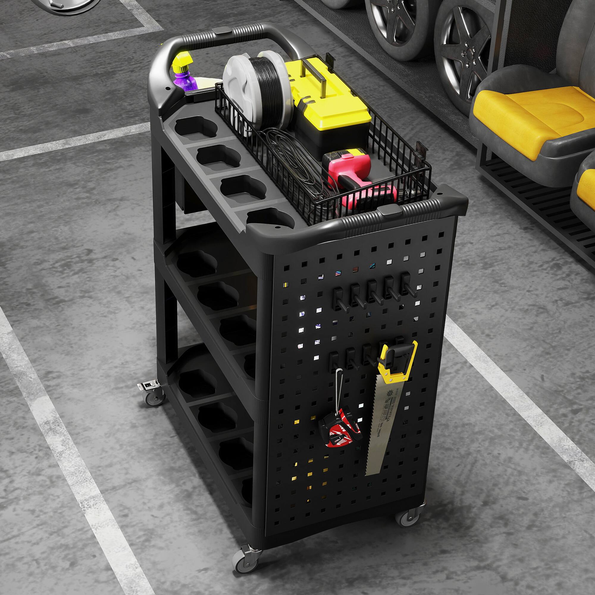 Alt View 8. Homcom - Rolling Tool Cart - Black.