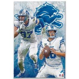 Open Road Brands - Isaac TeSlaa &-Aidan Hutchinson Detroit Lions 15" x 23" Graffiti Canvas Wall Art - Blue