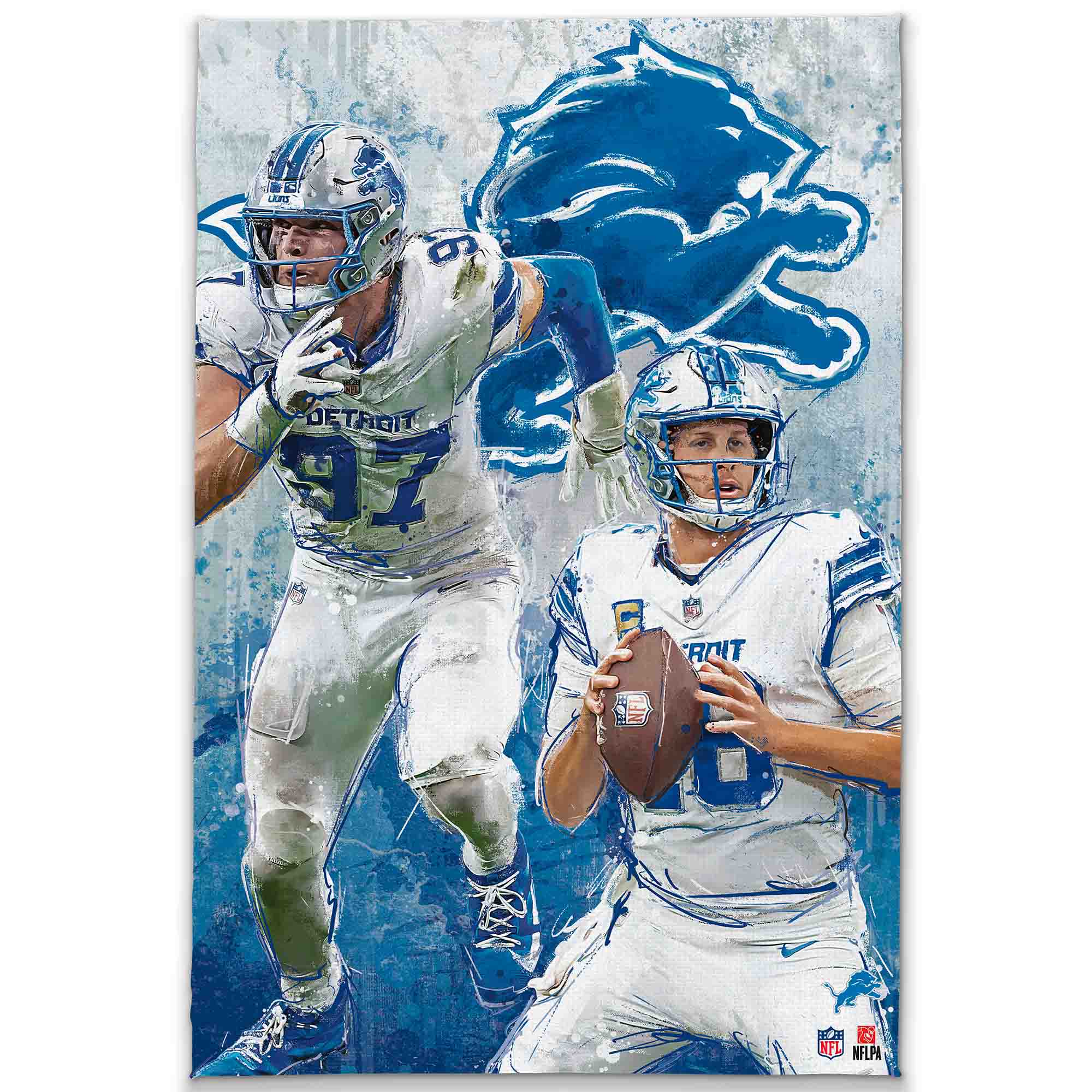 Isaac TeSlaa &-Aidan Hutchinson Detroit Lions 15" x 23" Graffiti Canvas Wall Art