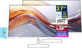 HP - Series 5 27" FHD IPS Monitor with 5ms Response Time, Flicker Free, Anti-Glare, HDMI & DKZ Hub, 2 Pack - White/Silver