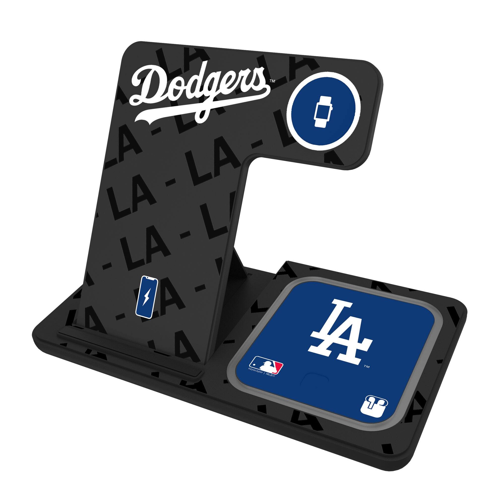 Keyscaper - Los Angeles Dodgers 3-In-1 Wireless Charger - Multicolor