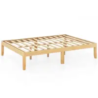 Costway Full Size Wooden Platform Bed Frame 14" with Rubber Wood Legs Under-bed Storage - Natural - Front_Zoom