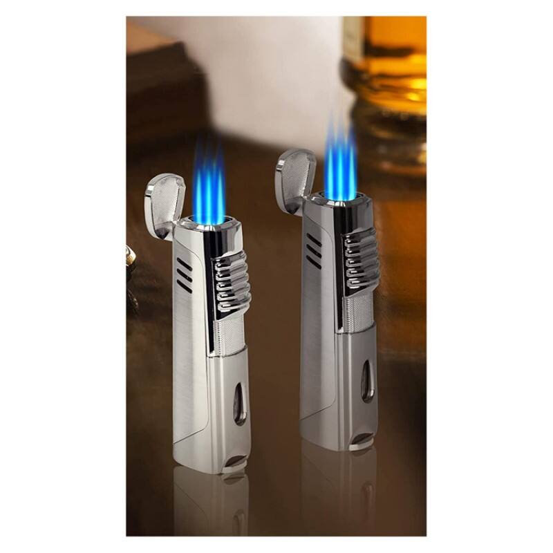 Left. Prestige - The Pinnacle Torch Lighter (Silver) - Silver Finish.