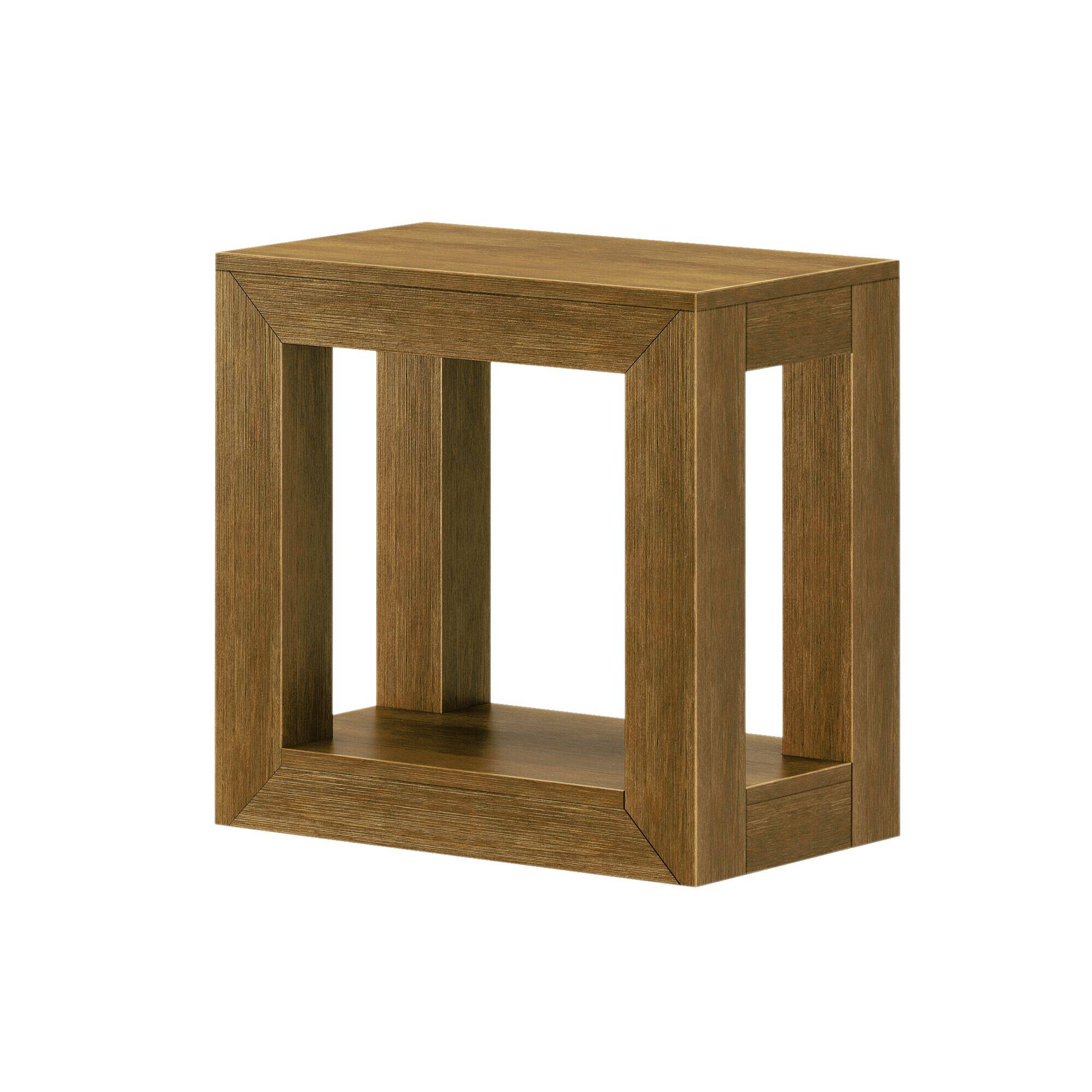 Alt View 2. Plank+Beam - Modern Rectangular Side Table with Shelf (24in x 15in / 630mm x 375mm), Pecan Wirebrush - Pecan Wirebrush.