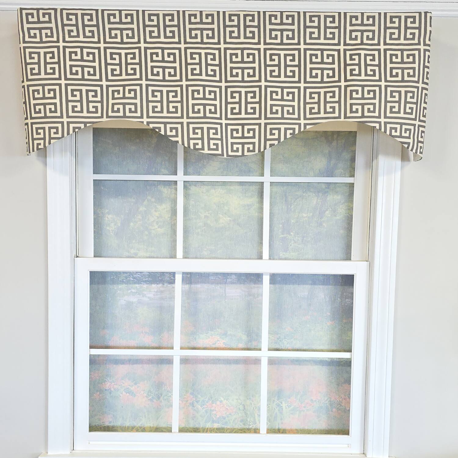 Angle. RLF Home - RLF Home 100% Cotton Tower Cornice With Poly/Cotton Ivory lining Rod Pocket Valance 50" x 17" Beige - Beige.