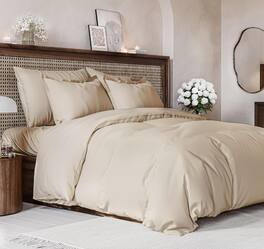 CGK Linens - Luxury Soft Premium Duvet Cover Set - Zipper Closure & Matching Pillow Shams - King - Wheat