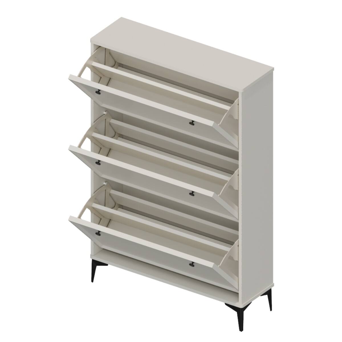 Alt View 3. HTUTWOO - White Shoe Cabinet with 3 Flip Drawers - Stylish Hidden Storage & Adjustable Shelves for Entryway, Hallway, Apartments - White.