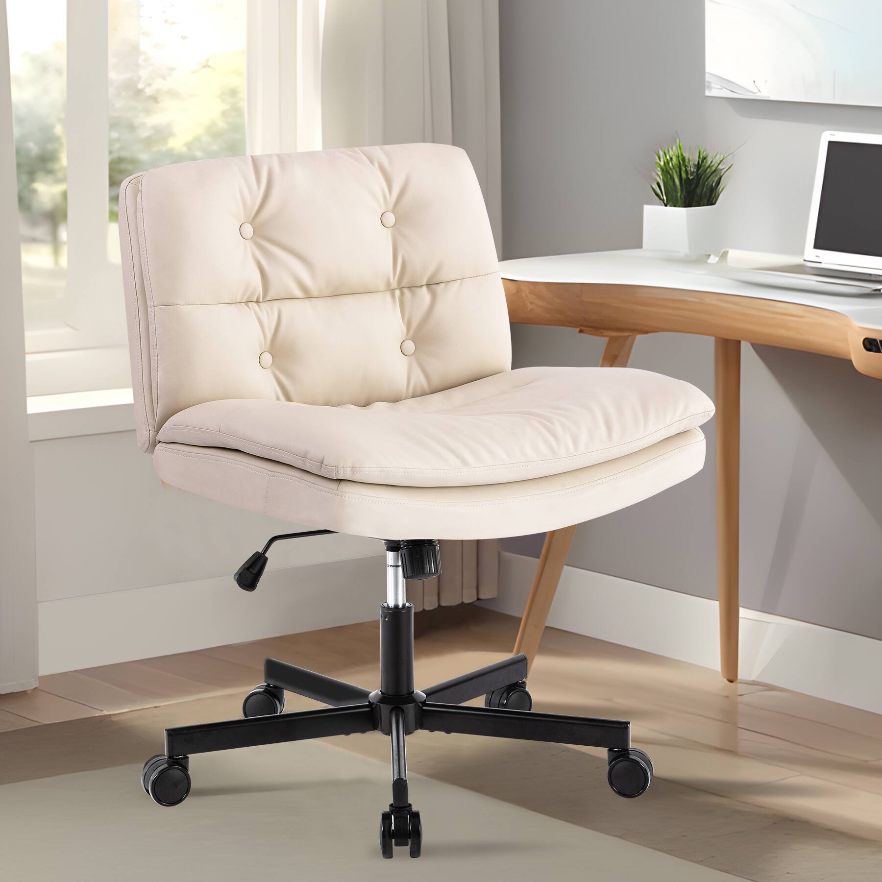 Alt View 4. Spaco - Spaco Larger Size 360° Swivel Home Office Desk Chair with Wheels, for Home Office - Beige.