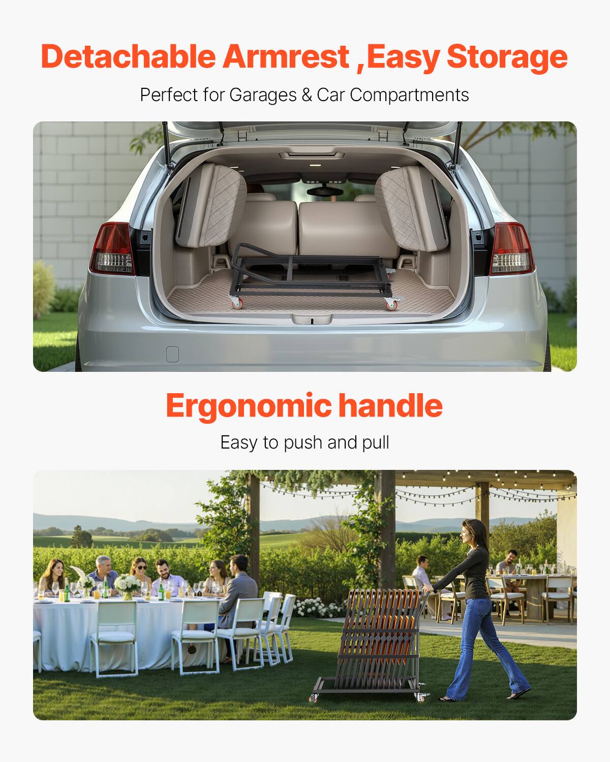 Detachable Armrest, Easy Storage Perfect for Garages & Car Compartments

Ergonomic handle
Easy to push and pull