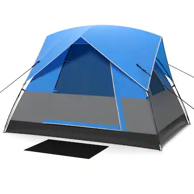 BlueWood - Tenda a cupola per 3-4 persone, a doppia strato, leggera, per vacanze in famiglia, campeggio, escursioni, impermeabile, con fondo cucito, oscurante, blu BlueWood - Tenda a cupola per 3-4 persone, a doppia strato, leggera, per vacanze in famiglia, campeggio, escursioni, impermeabile, con fondo cucito, oscurante, blu
