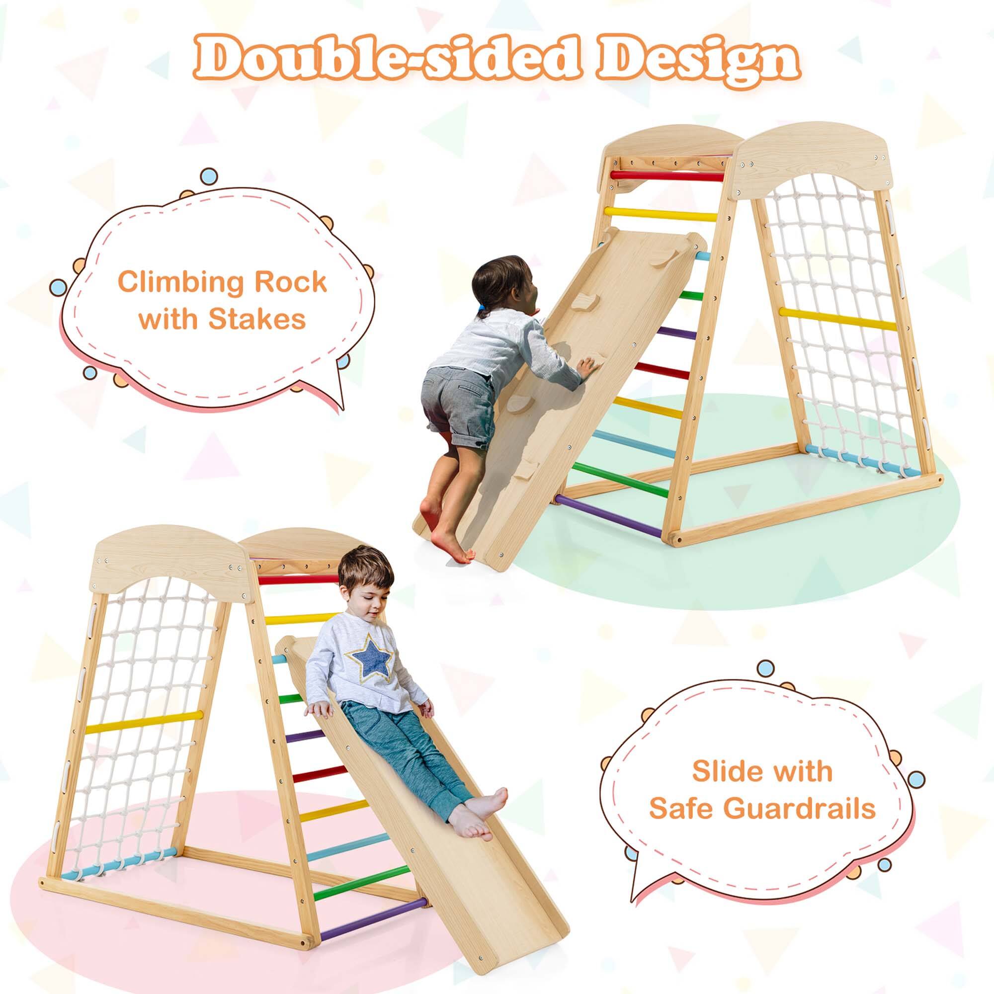 Double-sided Design
Climbing Rock with Stakes
Slide with Safe Guardrails