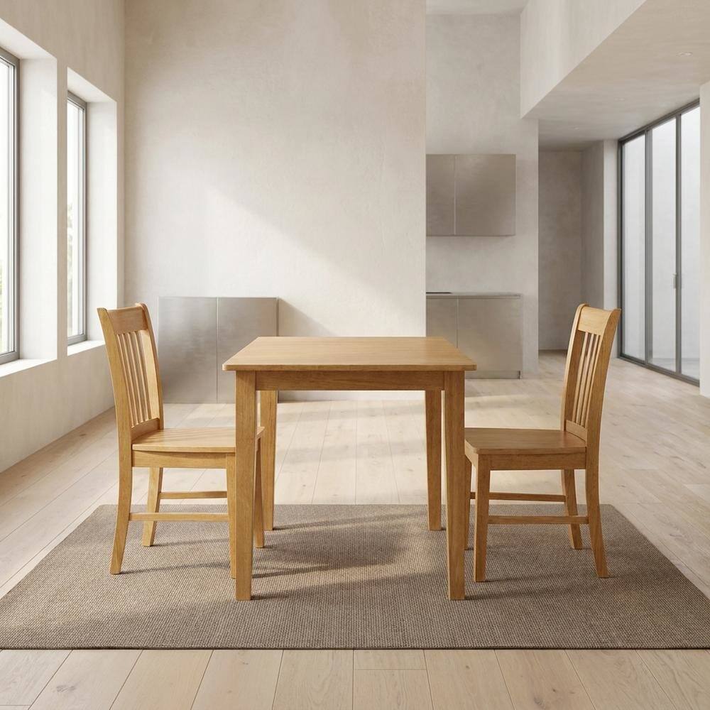 Alt View 2. FurniFact - Wood Drop-Leaf Dining Table & Chairs 3-Piece Dining Set - Oak.