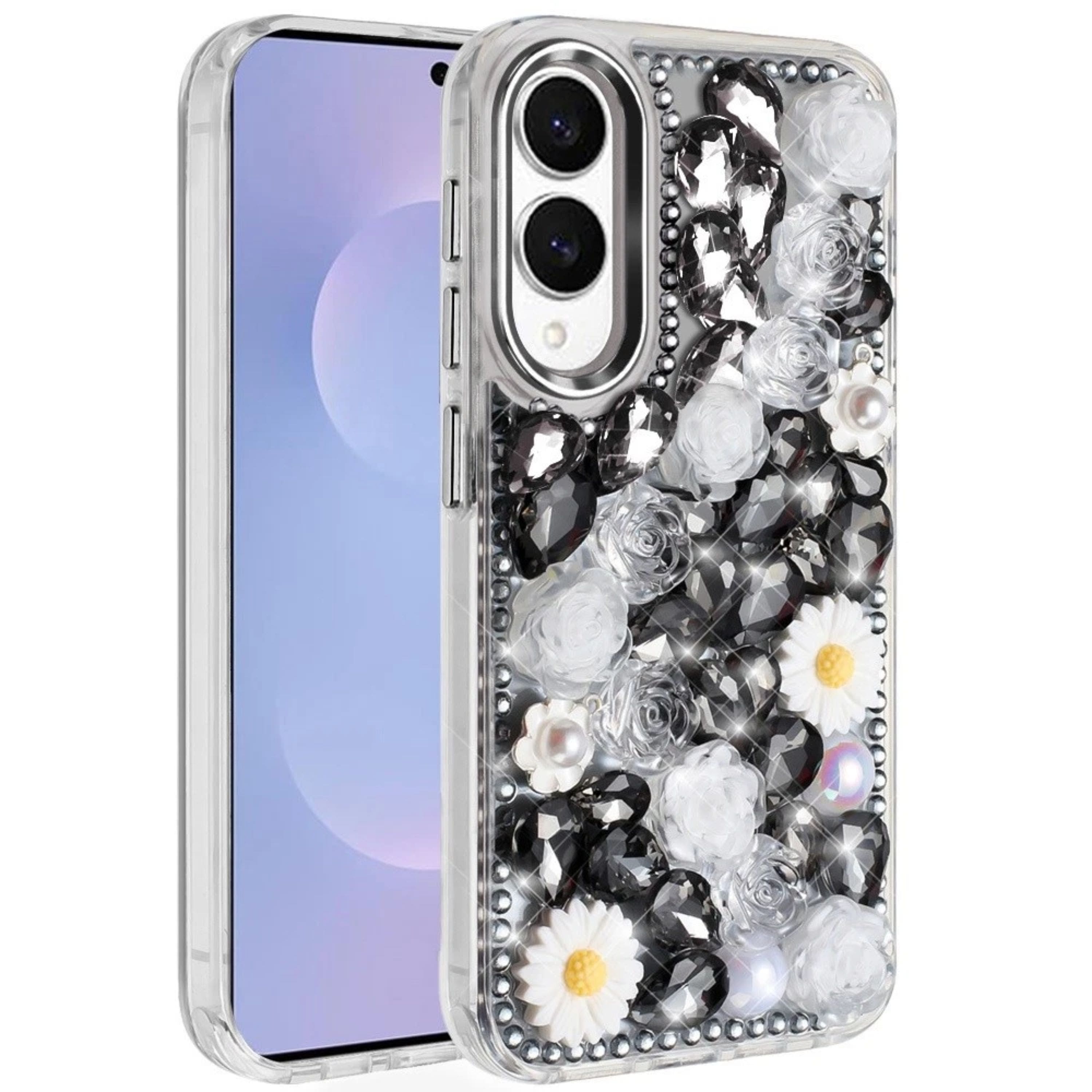 Kitcheniva - Full 3D Bling Rhinestone Jewel Cover Plus Tempered Glass For Samsung S25 Edge - Black price history on PriceWatchPro