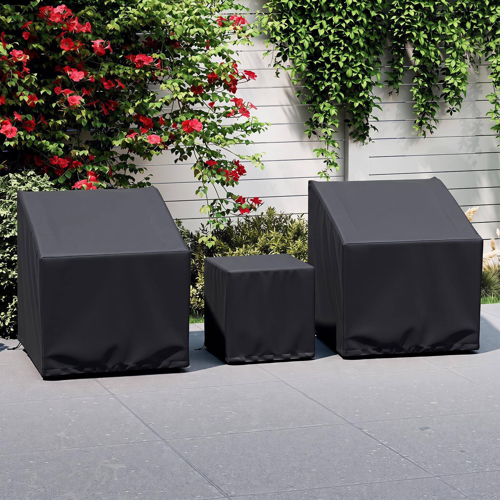 Alt View 3. Costway - Costway Patio Furniture Covers Waterproof Conversation Covers for 3 PCS Bistro Set - Black.