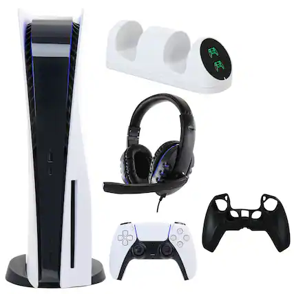 Front. Sony - PS5 Core with Accessories - White.