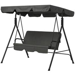 Outsunny - Outdoor Patio Swing Chair w/ Cushion, Steel Frame Stand, Adjustable Tilt Canopy for Patio - Black