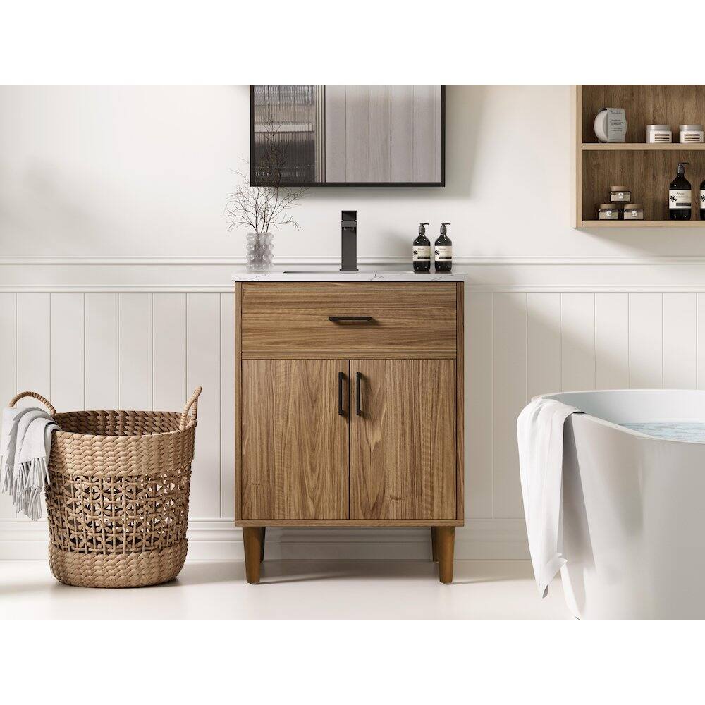 Alt View 9. Elegant Kitchen and Bath - Chandler 24 Inch Single Bathroom Vanity In Walnut Brown - Walnut Brown.