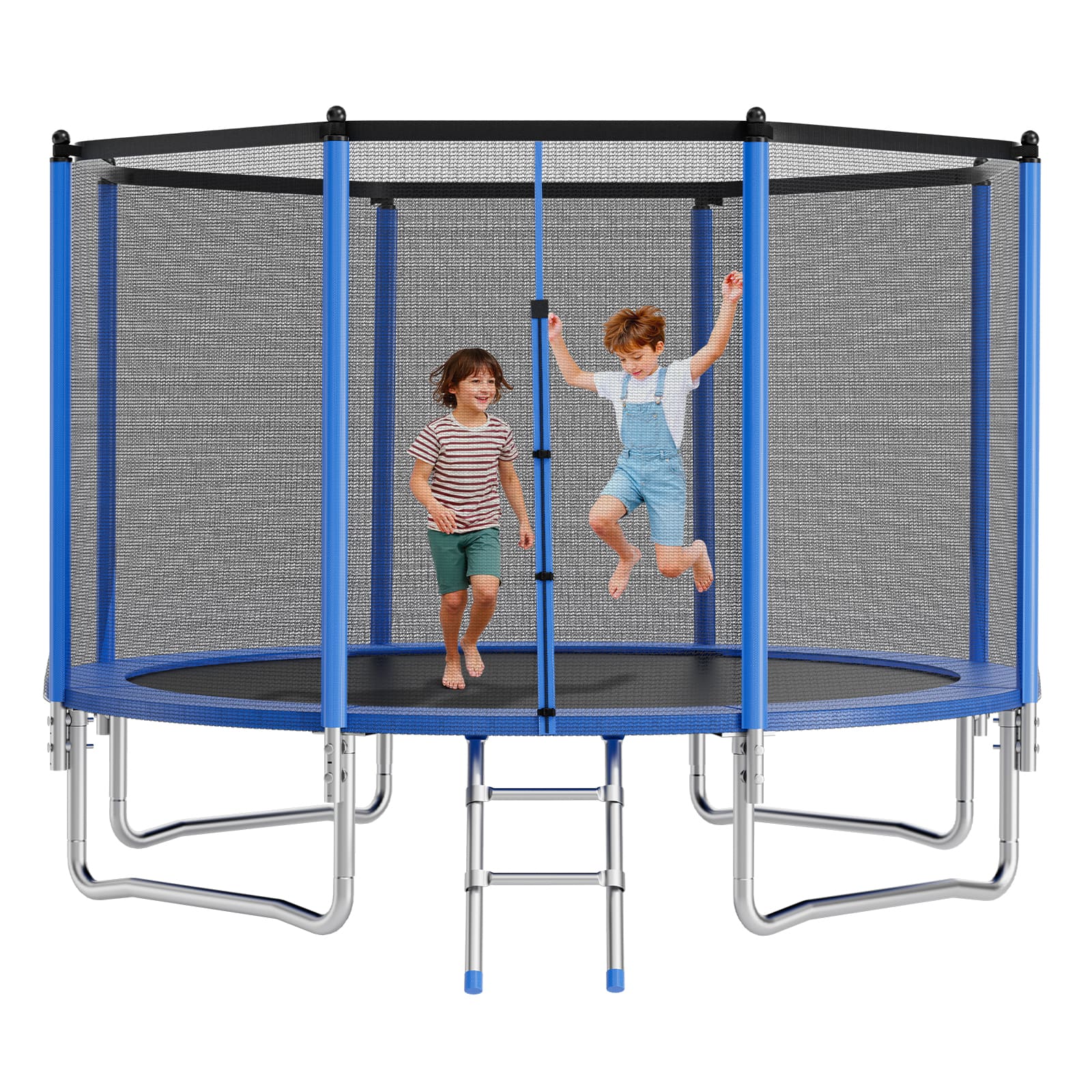 VEVOR - Outdoor Trampoline, 14FT Round Recreational Trampoline with Enclosure Net, ASTM Approved, Heavy Duty Trampolines - Blue,Black