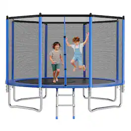 VEVOR - Outdoor Trampoline, 14FT Round Recreational Trampoline with Enclosure Net, ASTM Approved, Heavy Duty Trampolines - Blue,Black