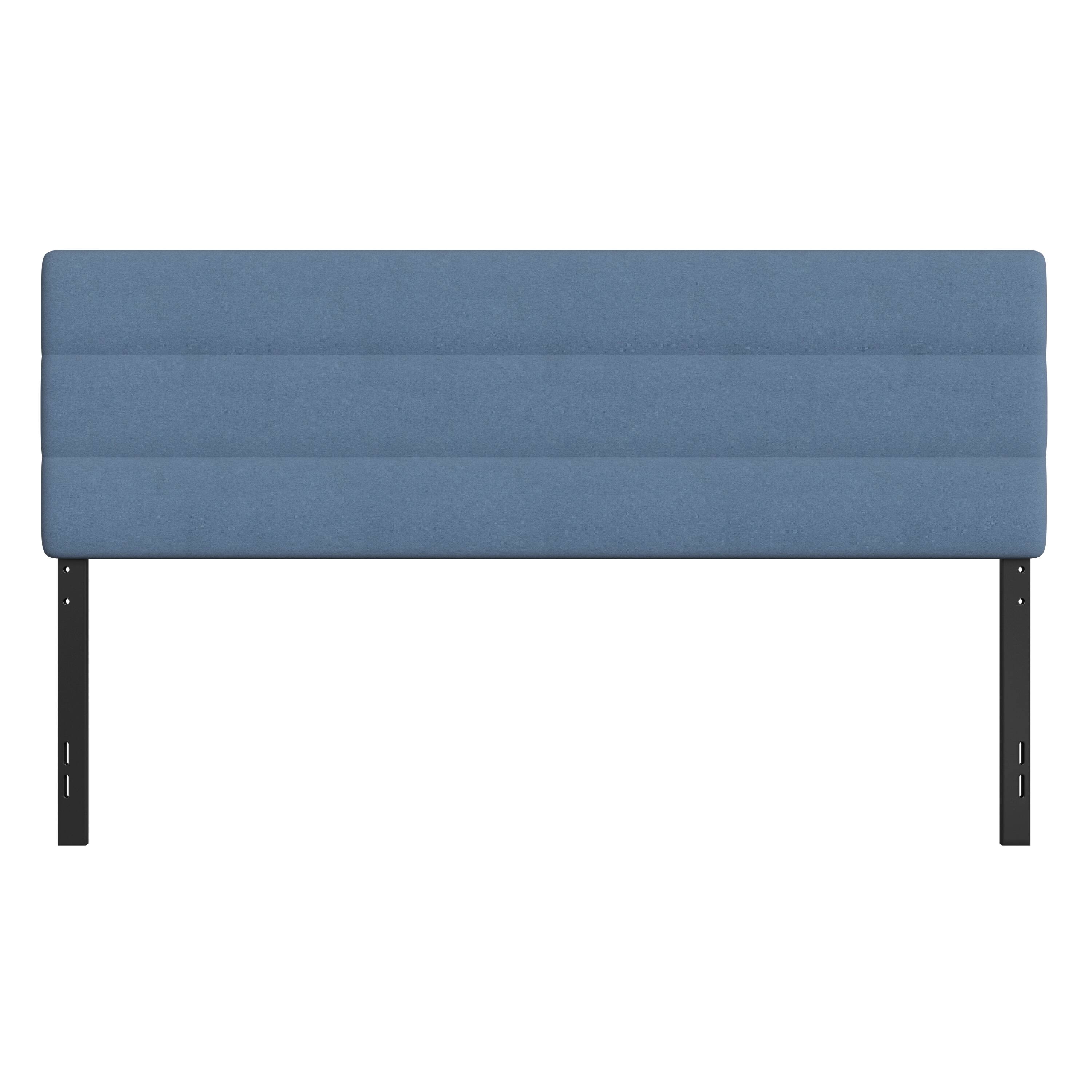 Alt View 9. Emma + Oliver - Gannon Modern Upholstered Headboard with Horizontal Line Stitching and Adjustable Height Rails - Blue.