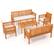 Front. Costway - 5 PCS Patio Furniture Set with Acacia Wood Frame & Removable Seat Cushions - Off White,Natural.