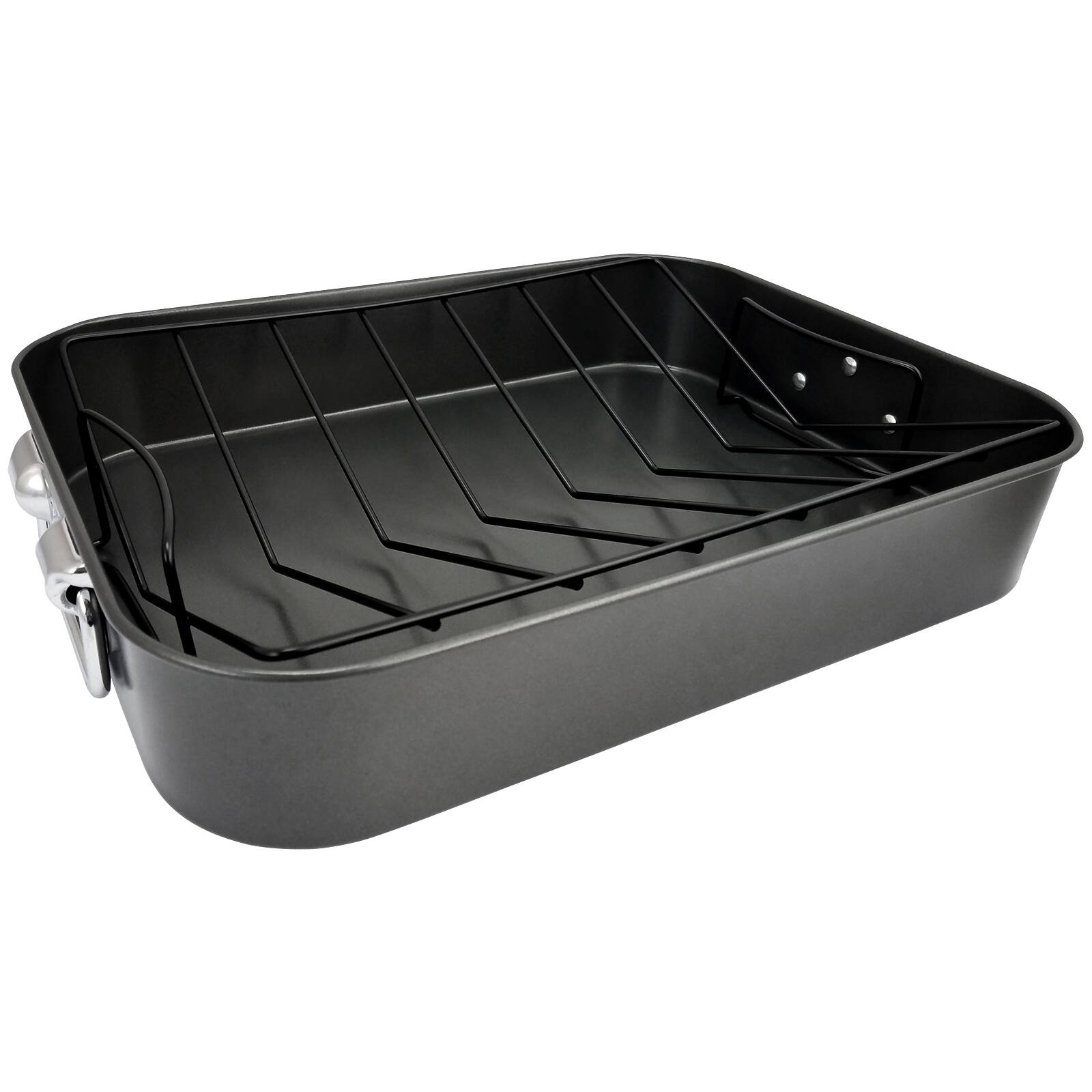 Front. Gibson - Gibson Home Top Roast 16 Inch Roaster with Metal Rack in Black - Black.